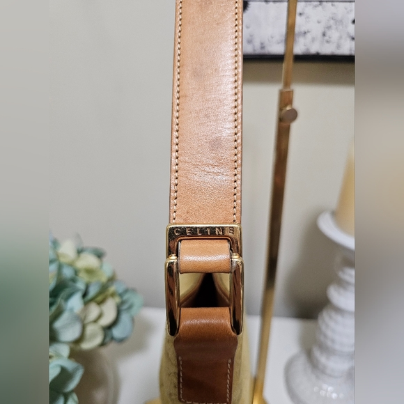 EUC CELINE C MACADAM YELLOW SUEDE BAGUETTE SHOULDER BAG - Picture 2 of 16